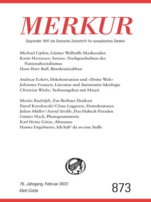 cover image of MERKUR Gegründet 1947 als Deutsche Zeitschrift für europäisches Denken--2/2022
